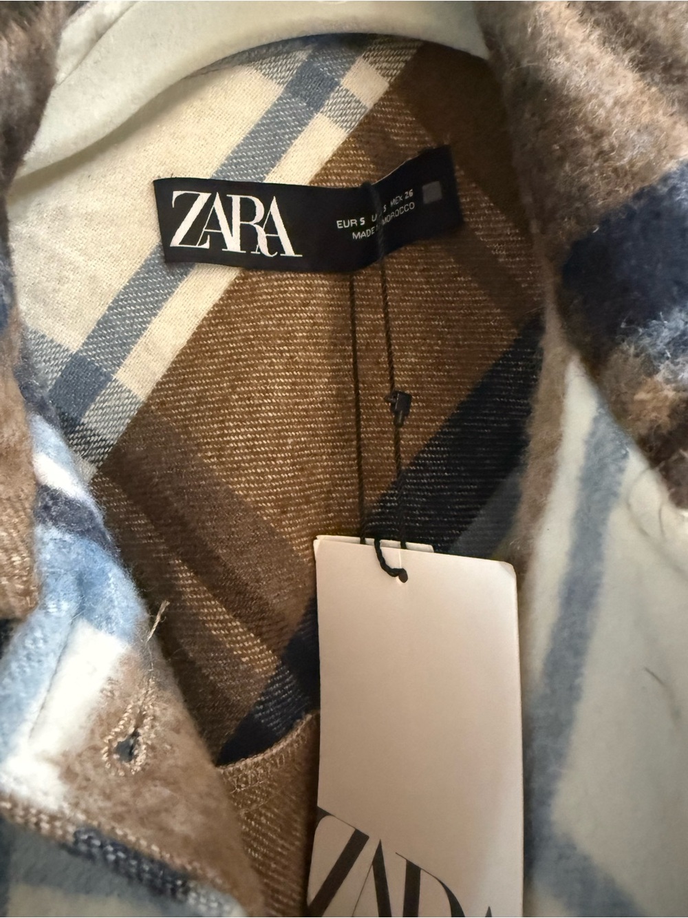 Zara Brown, Blue & Cream Plaid Shacket - Picture 2 of 7